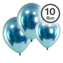 Set 10 Baloane Latex, Albastru Metalizat