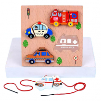 Puzzle din lemn pentru copii si bebelusi, cu piese mari , model masini
