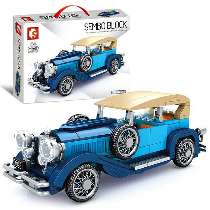 Masina lego clasica, pentru copii, din piese lego, model Albastru