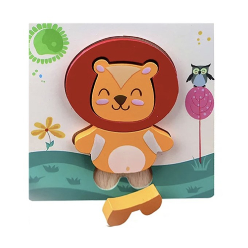 Puzzle din lemn, su piese mari, model Leu
