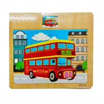 Puzzle pentru Copii, din Lemn, cu poza, model London Buss