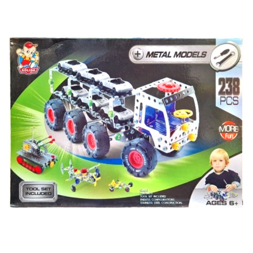 Jucarie Puzzle Montabil Cu Suruburi Camion Masini Metalic 4